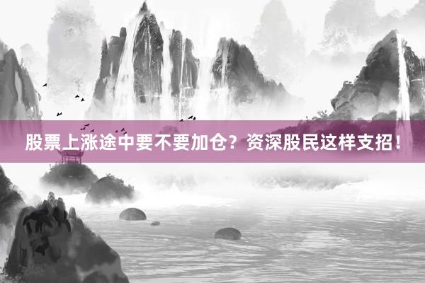 股票上涨途中要不要加仓？资深股民这样支招！