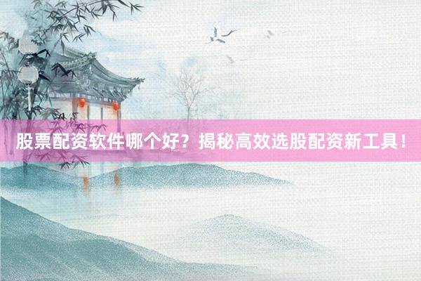 股票配资软件哪个好？揭秘高效选股配资新工具！