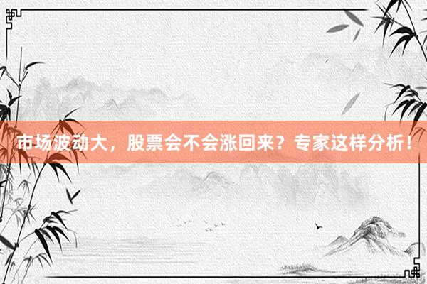 市场波动大，股票会不会涨回来？专家这样分析！