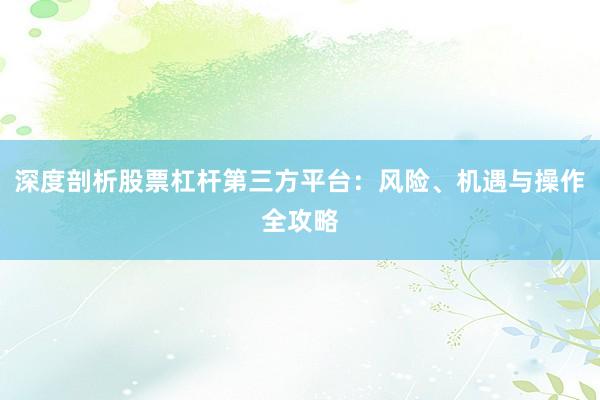 深度剖析股票杠杆第三方平台：风险、机遇与操作全攻略