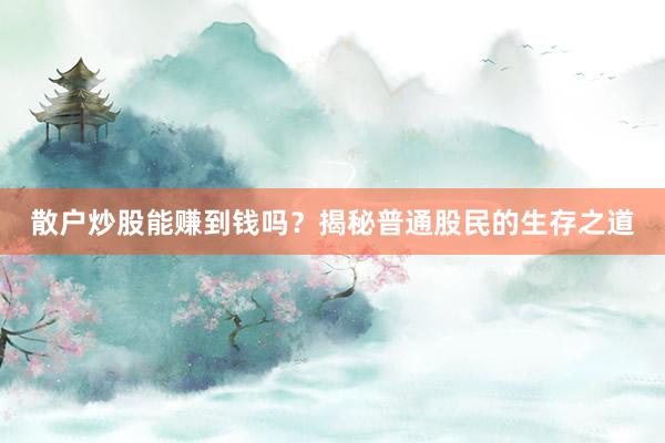 散户炒股能赚到钱吗？揭秘普通股民的生存之道