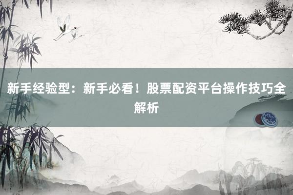 新手经验型:新手必看!股票配资平台操作技巧全解析
