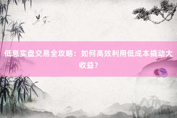低息实盘交易全攻略：如何高效利用低成本撬动大收益？