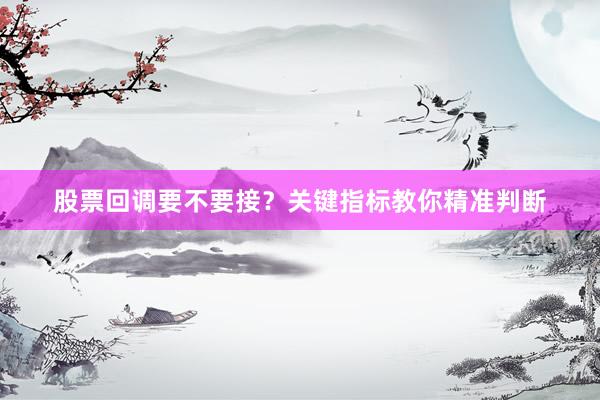 股票回调要不要接？关键指标教你精准判断