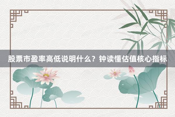 股票市盈率高低说明什么？钟读懂估值核心指标