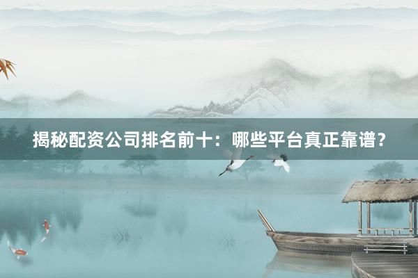 揭秘配资公司排名前十：哪些平台真正靠谱？