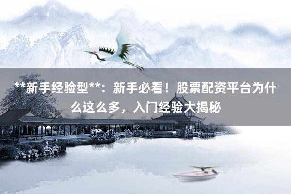 **新手经验型**：新手必看！股票配资平台为什么这么多，入门经验大揭秘