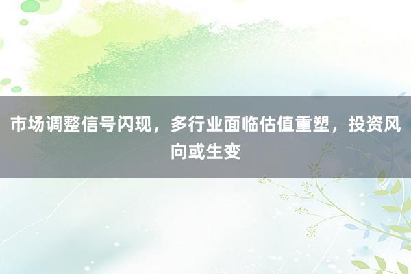 市场调整信号闪现，多行业面临估值重塑，投资风向或生变