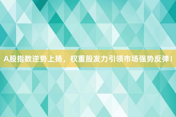 A股指数逆势上扬，权重股发力引领市场强势反弹！