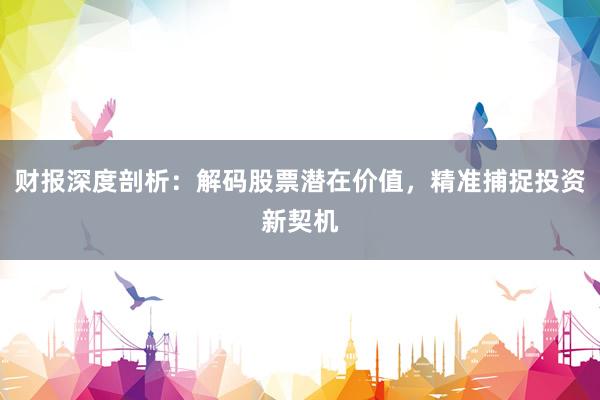 财报深度剖析:解码股票潜在价值,精准捕捉投资新契机