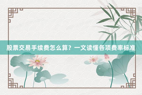 股票交易手续费怎么算？一文读懂各项费率标准