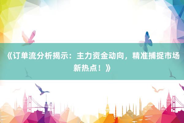 《订单流分析揭示:主力资金动向,精准捕捉市场新热点!》
