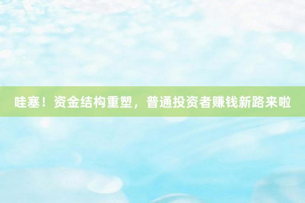 哇塞！资金结构重塑，普通投资者赚钱新路来啦