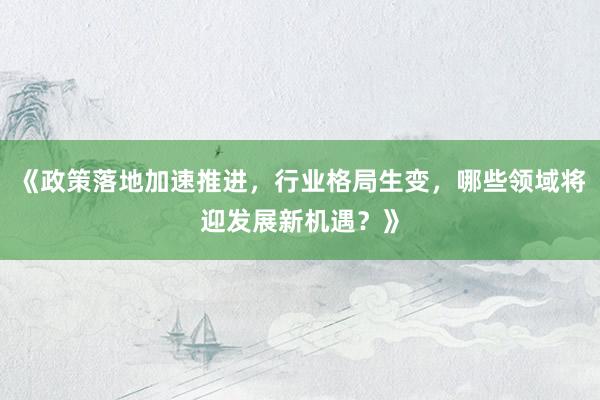 《政策落地加速推进，行业格局生变，哪些领域将迎发展新机遇？》