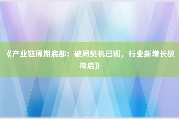 《产业链周期底部：破局契机已现，行业新增长极待启》
